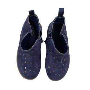 Faux Suede Ankle Boots Navy and Gold Stars 7